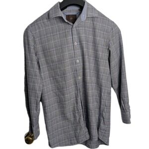 Tattersall London‎ Shirt Mens 16, 32-33  Long Sleeve Plaid Herringbone